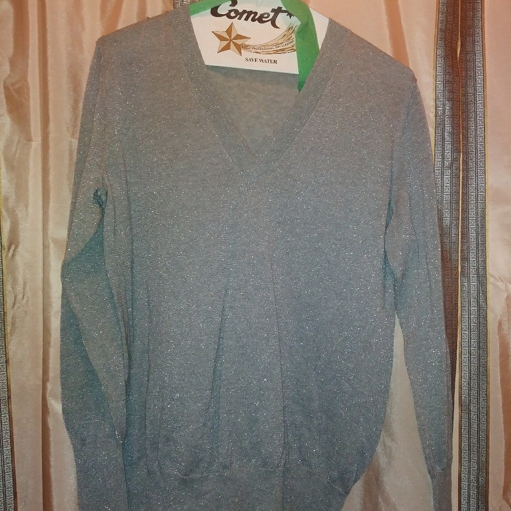 Metallic Silver Gray Sweater